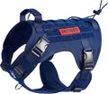 OneTigris Tactical Dog Harness with Handle No-Pull Adjustable for Small Dog | Military 1000D Pullable Nylon, Service Dog Vest with Hook & Loop Panels, Easy On & Off for Walking Hiking Training Blue S