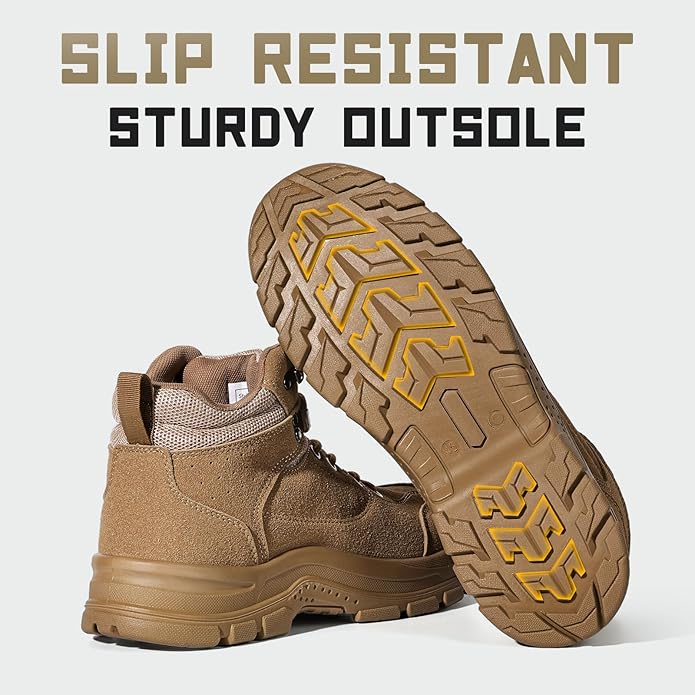 Furuian Steel Toe Boots for Men Women Comfortable Lightweight Work Boots for Men Slip Resistant High Top Steel Toe Safety Shoes Puncture Proof Indestructible Construction Shoes