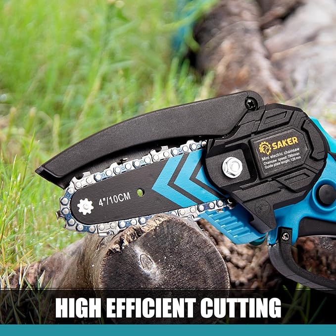 Saker Mini Chainsaw,Portable Electric Cordless Chainsaw,Battery Powered,Small Power Handheld Chain Saws Pruning Shears for Tree Branches,Father Day Gift for Men Women(2 Batteries&3 Chains)