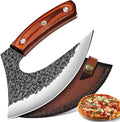 TIVOLI Ulu Knife with Sheath – Full Tang Rosewood Handle, Gift-Ready Box, Viking-Style Cleaver & Pizza Cutter for Meat, Herbs, and Outdoor Cooking –A Christmas Gift for Men and Women