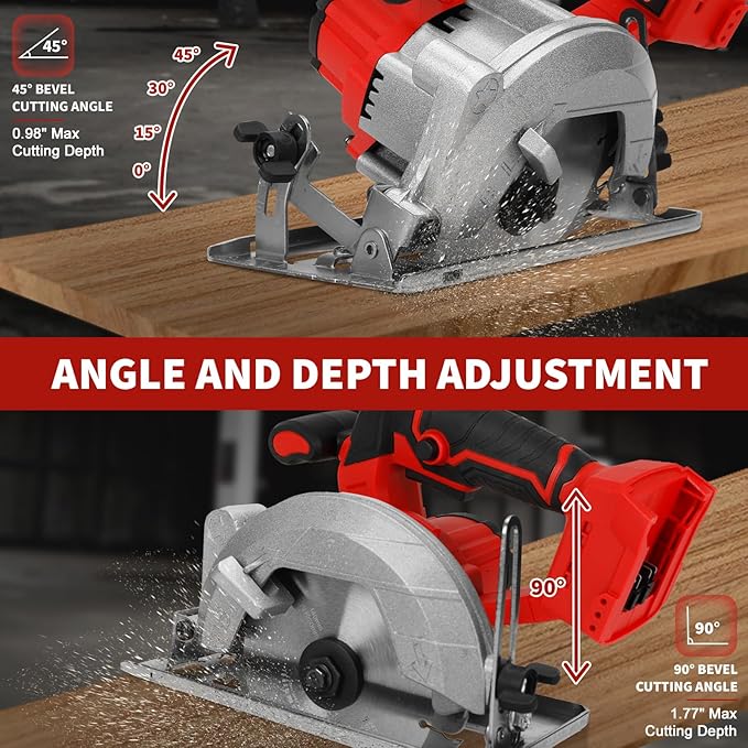 5.5 Inch Circular Saw for Milwaukee M18 18V Battery (No Battery), Brushless Cordless Round Saw Kit with 0-45° Cutting Bevel, 6200 RPM, Idea for Wood Plastic Soft Metal