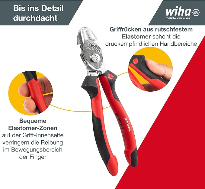 Wiha BiCut Professional - pliers (Diagonal-cutting pliers, Steel, Black/Red)