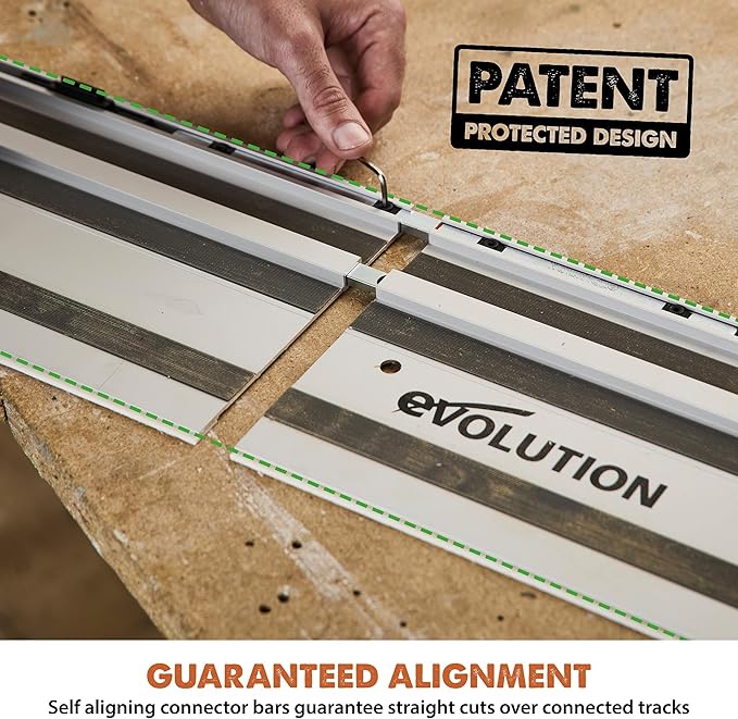 Evolution ST1400-G2 55" Circular Saw Guide Rail/Track | Universal Fit: Makita, Bosch, Festool, Triton, Metabo | 55"/4.6ft (1.4m) | Includes Self-Aligning Bars, 2x Track Clamps, Hex Key & Carry Bag