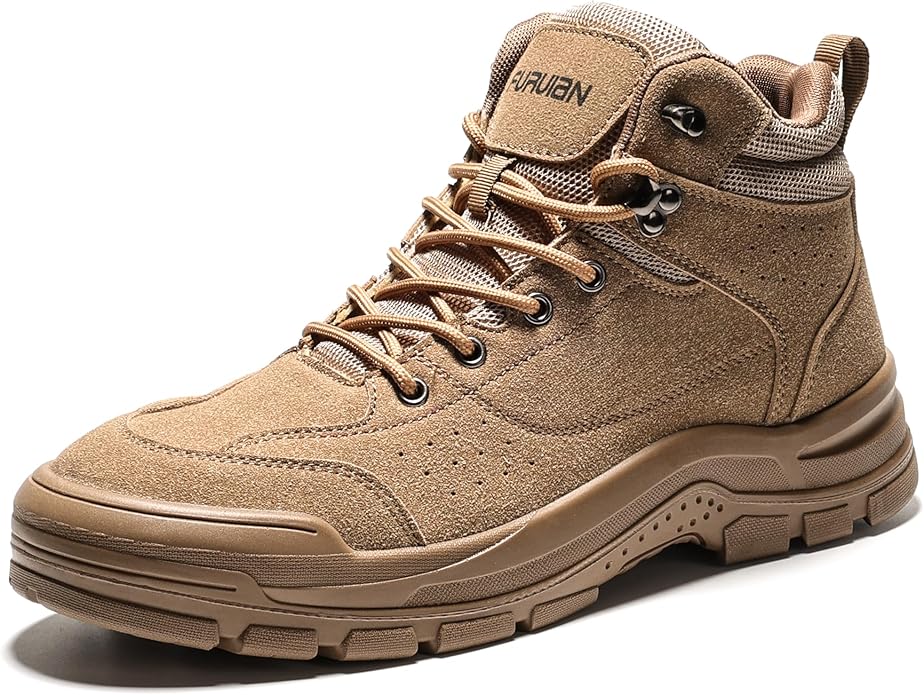 Furuian Steel Toe Boots for Men Women Comfortable Lightweight Work Boots for Men Slip Resistant High Top Steel Toe Safety Shoes Puncture Proof Indestructible Construction Shoes