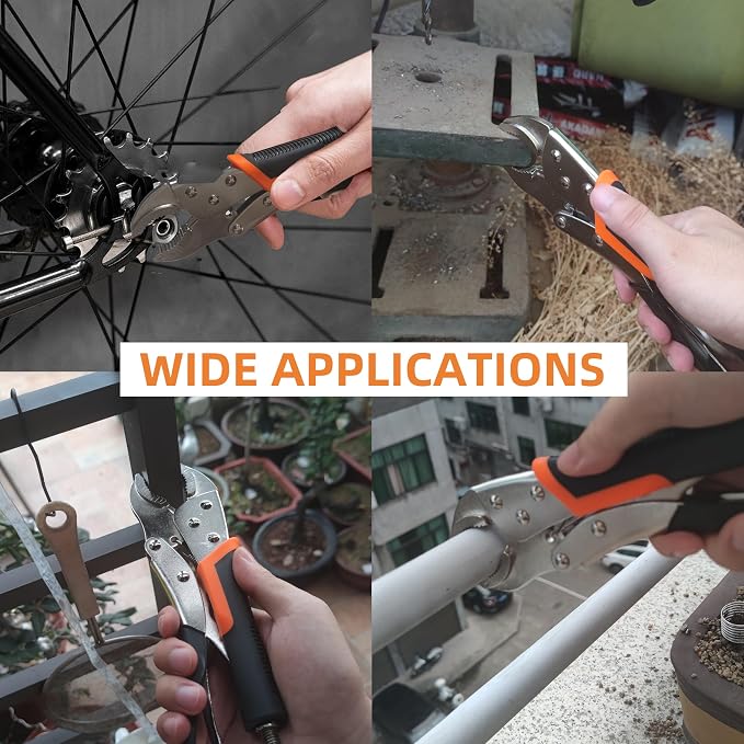 5-Piece Locking Pliers Set, 5", 7" & 10" Curved Jaw Adjustable Vise Grip Pliers and 7" & 9" Long Nose Welding Clamps for DIY Projects,Mechanic and Woodworking