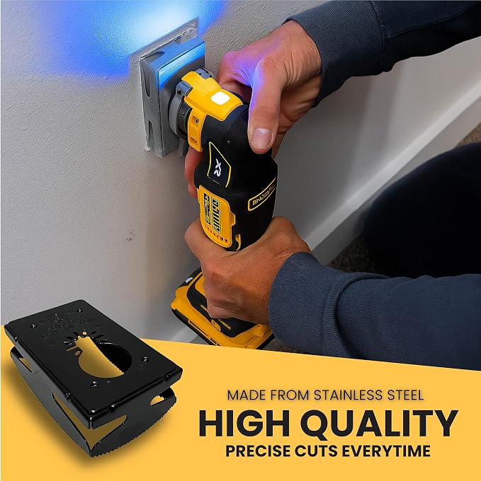 Qbit SQ1000-S Stainless Steel Cut Outs, Magnepull QBit Outlet Square Slot Cutter Box for Oscillating Power Multi-Tools to Cut-in Single Gang Wall Boxes Drywall Tools for Home Improvement