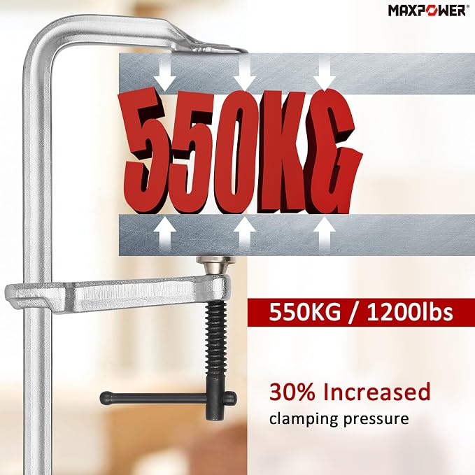 MAXPOWER 4-pieces Heavy Duty F Clamp 12-inch, 4-3/4" Throat