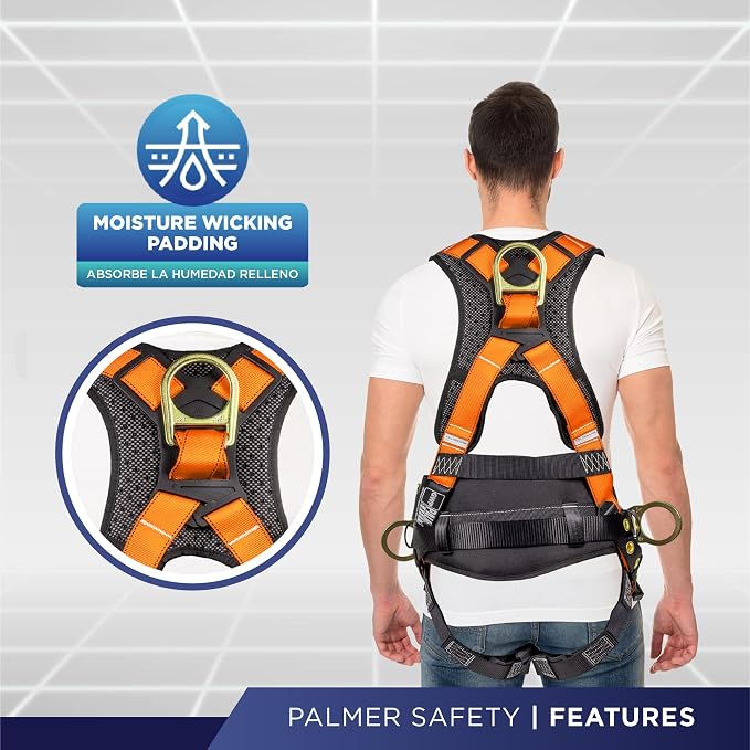 Hammerhead 5pt Safety Harness Back Padded, QCB Chest, Tongue Buckel Legs Straps, Back & Side D-Rings