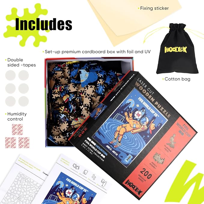 FIFA World Cup 2026 City Puzzle Houston City Poster - Wooden Puzzle for Adult, 200 Pieces Unique Shape Puzzle, 5MM Thick, Creative Collectible Gift for Fans, Officially Licensed Product, 9.3x11.8''