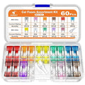 JOREST 60Pcs Car Fuse Kit - Replacement Fuses Assortment Kit for Car/RV/Truck/Motorcycle(2Amp 3A 5A 7.5A 10A 15A 20A 25A 30A 35A 40A) - Mini Blade Fuses Automotive + Auto Fuse Puller
