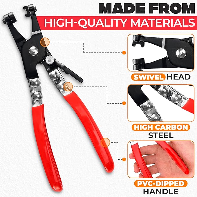 Radiator Hose Clamp Pliers Automotive - Hose Pliers Automotive Clip Removal Tool with Locking Mechanism - Carbon Steel Spring Clamp Tool for Car Repair, Plumbing and Removal of Clamps