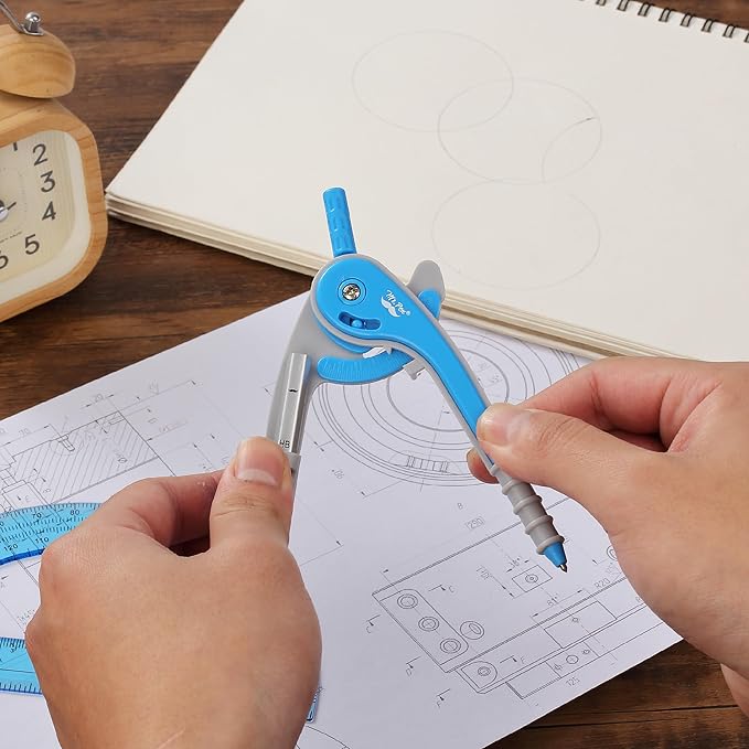 Mr. Pen- Geometry Compass and Protractor Set, 6 Inch Compass, 6 Inch Protractor, Drawing Tool for School, Clear Plastic, Easy Grip, Precision Design for Math, Art, Drafting, Architecture