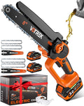 2-in-1 6-Inch & 8-Inch Mini Chainsaw Cordless, 2 x 3.0Ah Batteries, Electric Chain Saw with 4 Chains, 2 Bars, Brushless Motor, Auto Oiler, Tool-Free Tensioner for Tree Trimming and Yard Cleanup