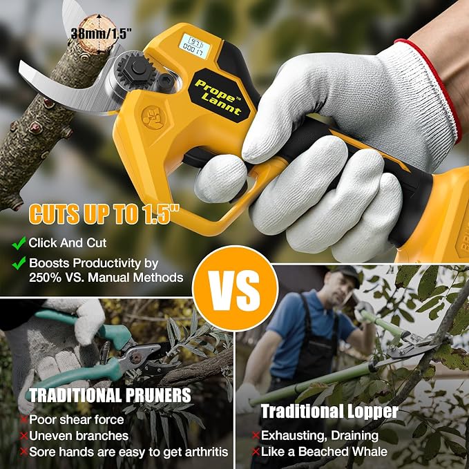 Pruning Shears for Dewalt 20V Battery – Electric Pruning Shears for Gardening, SK5 High-Carbon Steel Blade, 0.8-1.5" Cutting Capacity, LCD Display (Tool Only, No Battery)