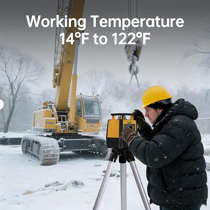 Rotary Laser Level Kit, ±1/16" @100' Accuracy, 2296FT Work Range, IP66 Self-Leveling Construction Laser Transit with Tripod & Grade Rod, Swappable Battery System for Construction Job, Red Bean