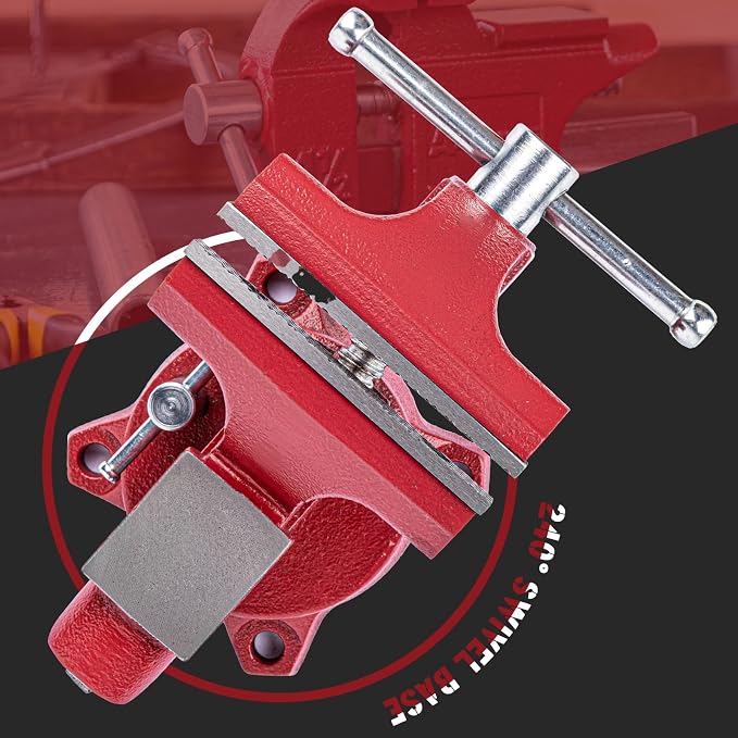 4.5"Bench Vise, 3"Jaw Opening 240° Swivel Base 2.6" Throat Depth