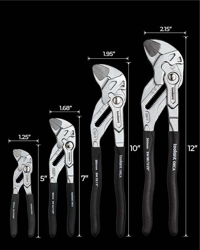 toolant 10-Inch Chrome Plated Pliers Wrench, CR-V Adjustable Wrench with Anti-Rust Coating, Smooth Parallel Jaws, Comfort Grip and Storage Pouch for Home Repair, Plumbing, Nuts, Water Pipes