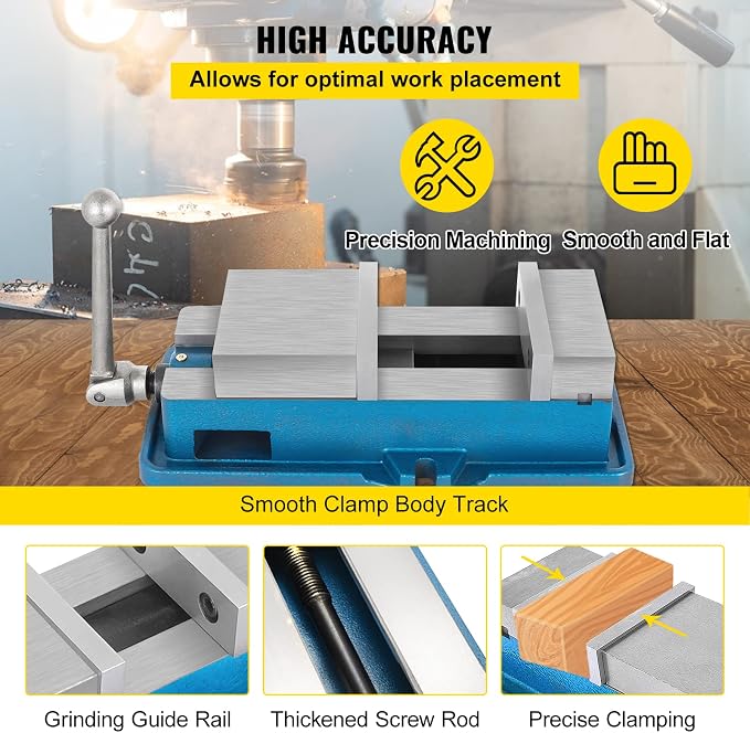 VEVOR 5" Super-Lock Vise For NC/CNC Machines Bench Clamp Vise High Precision, Vise Clamp Vice CNC Vise Lockdown Vise Drilling 125mm Width CNC 24KN