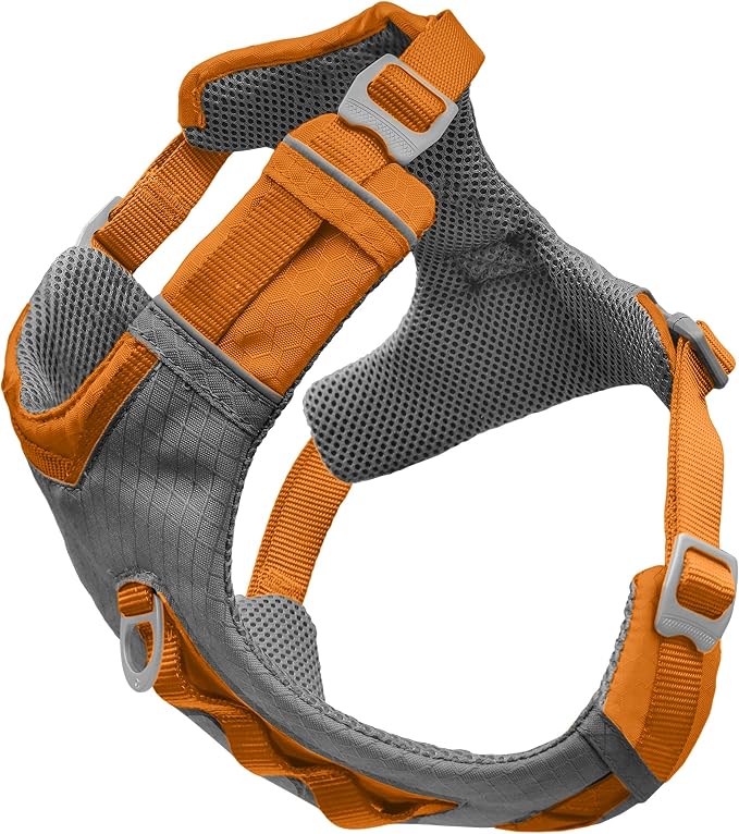 Kurgo Journey Air Dog Harness, Orange, Extra Large | Padded Chest, Ripstop Outer & Breathable Mesh, Back Assist Handle, Rust-Free Aluminum Hardware, Reflective Trim