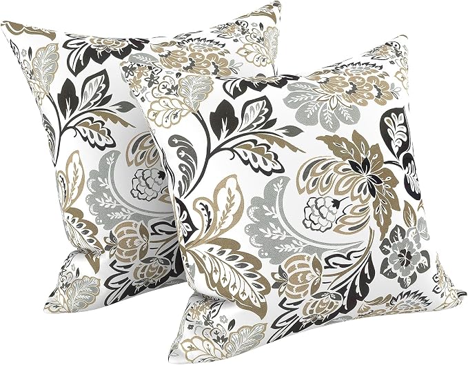 LVTXIII Outdoor Throw Pillows, Decorative Throw Pillows with Inserts, 16"x16" Square Pillows for Bed, Couch, Sofa and Patio Furniture, Set of 2, Dailey Tan
