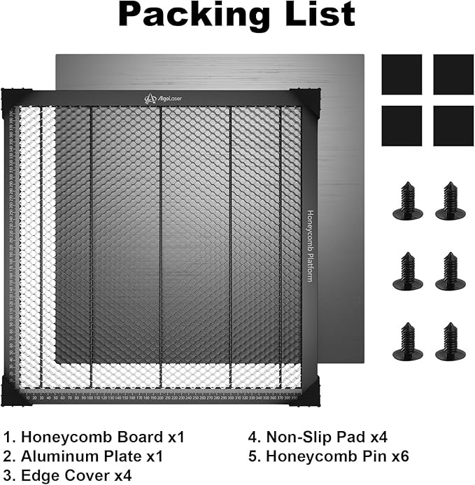 Algolaser Honeycomb Laser Bed - 450x450mm Honeycomb Working Table - Aluminum Honeycomb Panel for Laser Engraver - Laser Engraving Accessories for Most Laser Engraver & Cutter Machine (15.7x15.7 in)
