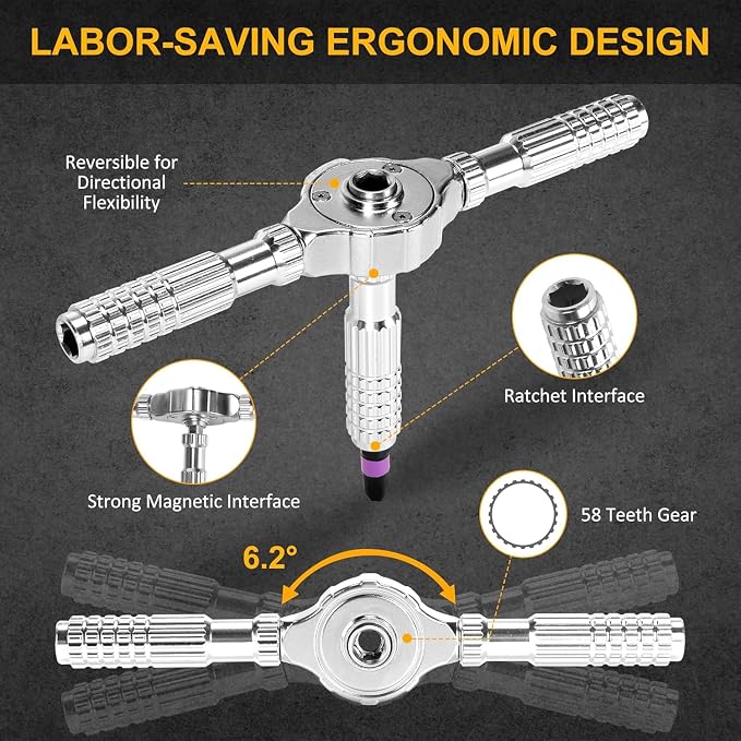 LIFEGOO Ratchet Screwdriver Set: 40 in 1 Magnetic Screwdriver Sets | with T Handle, S2 Steel Bits Storage Case Repair Tool Kit for Computer, Eyeglass, Bicycles, Watch, Furniture DIY Gift for Man