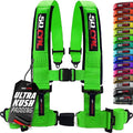 1pc 50 Cal Green 4 Point Harness 3in Straps, Racing Harness Seat Belt | Ultra Kush padding, Push Button quick release hardware. Universal Fit for UTV, RZR, race car.