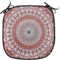 Lunarable Moroccan Chair Cushion Pad, Colorful Patterned Ornament Medieval Openwork Eastern, Seat Padding for Kitchen & Patio with Anti-Slip Backing, 16"x16", Coral Red Pale Grey