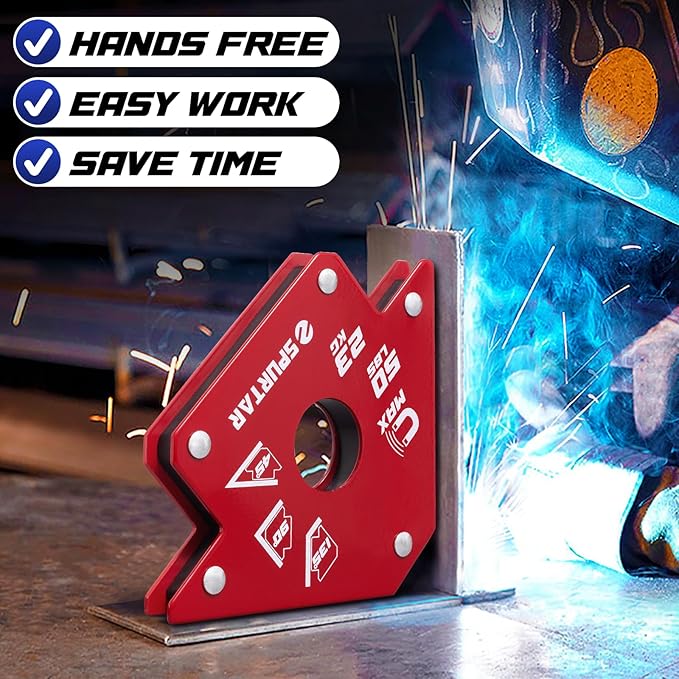 Spurtar Welding Magnets 6pcs, 75lbs 50lbs 25lbs Welding Magnets and Clamps, Heavy Duty Magnetic Holder Tools and Accessories 45°, 90°, 135° Angle