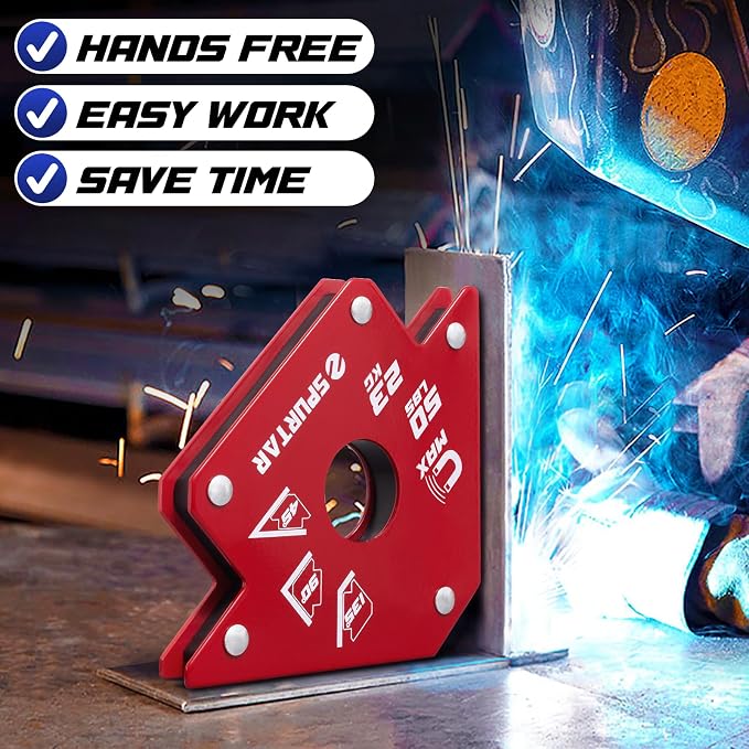 Spurtar Welding Magnets, 50lbs 4Pcs Welding Magnets and Clamps Heavy Duty Magnetic Holder Square 45°, 90°, 135° Degree Angle