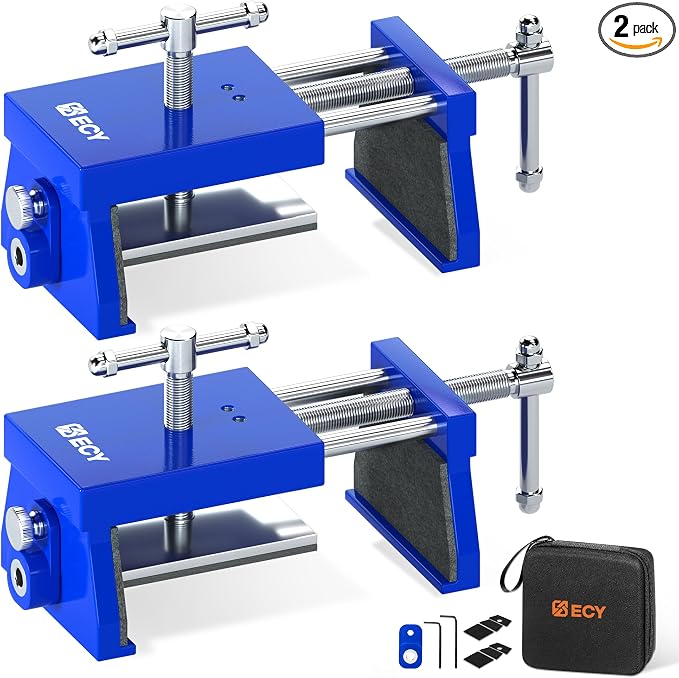ECY Cabinet Clamps 2 Pack - Cabinet Face Frame Alignment Tool，Anodized Aluminum Alloy, Professional Installation Clamps for Woodworking & DIY Projects (Blue)