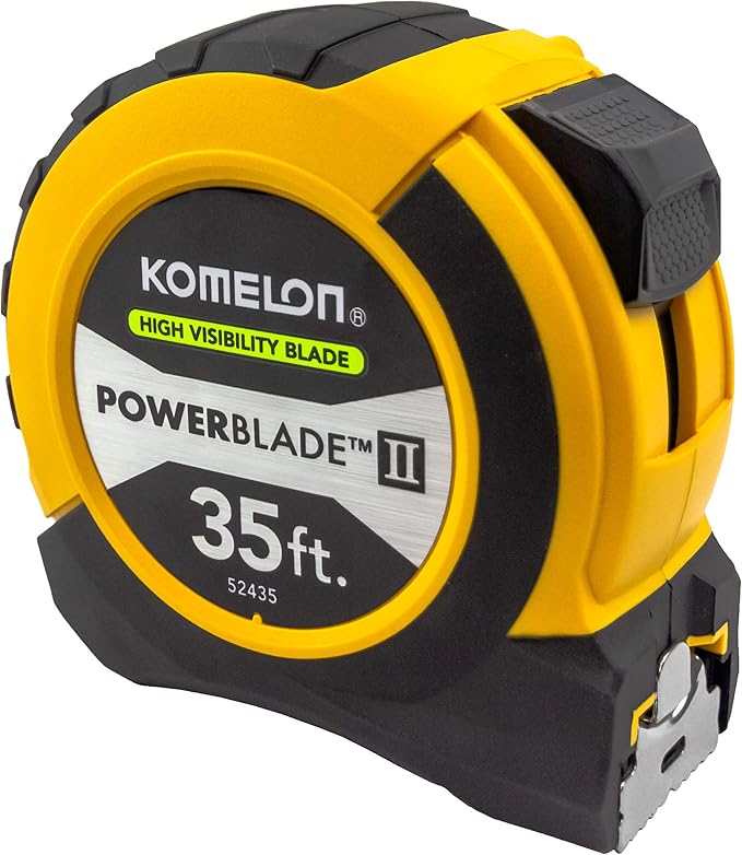 Komelon 52435; 35' x 1.06" Powerblade II Tape Measure, ABS Case, Black/Yellow, Small