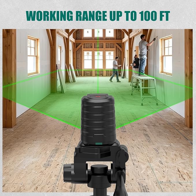 HYCHIKA Laser Level with Tripod 360° Self Leveling, Green Cross Line Nivel Laser with Tripod 26 In, Lazer leveler tool for Picture Hanging DIY Construction Renovation Floor Tile Class II, <1mW