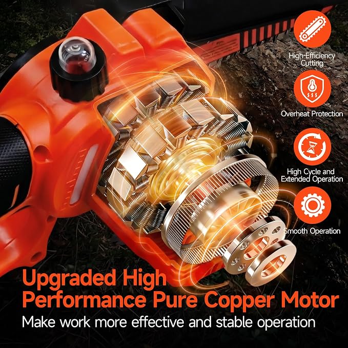 Chainsaw Cordless, 6 Inch Portable Electric Chainsaw-2.0Ah Battery | Battery Powered Handheld Power Chain Saw with Fast Charger, for Trees Branches Trimming, Wood Cutting, Courtyard, Household