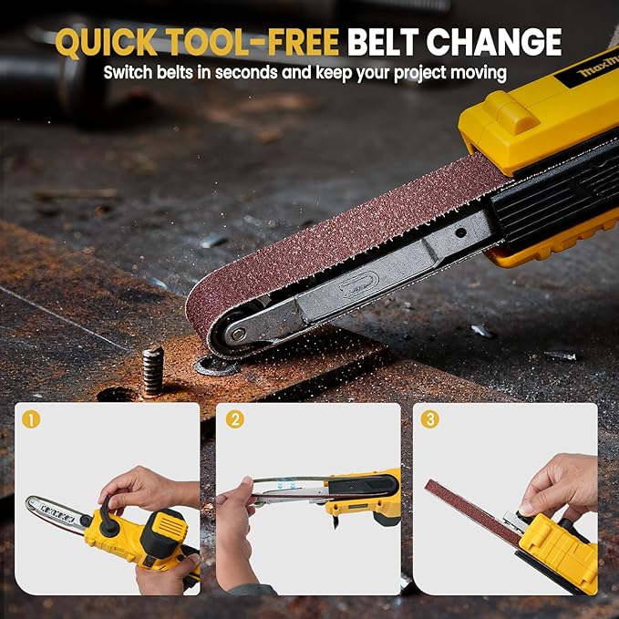 MaxMore Cordless Detail Band file Sander, Compatible with DEWALT 20V MAX Battery(Tool Only), Finger Belt Sander with Variable Speed, 1/2"x18" Belt, for Woodworking, Paint & Metal Rust Removal, DIY