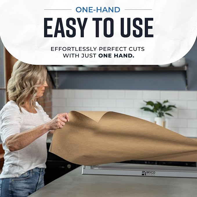 Bryco Goods - 36 Inches All Paper Roll Dispenser and Cutter Made of Heavy-Duty Steel Frame & Sharp Blade. Holds, Dispenses & Cuts. Non-Slip Tabletop. Up to 1000ft Rolls