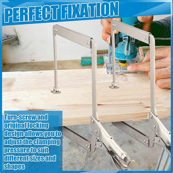 Yexiya 2 Pcs 18 Inch C Clamps Locking Pliers Welding Table Clamps Heavy Duty Locking Pliers Large Opening Adjustable with Grip Swivel Pads Alloy Steel for Woodworking Repair Home Auto Workshop