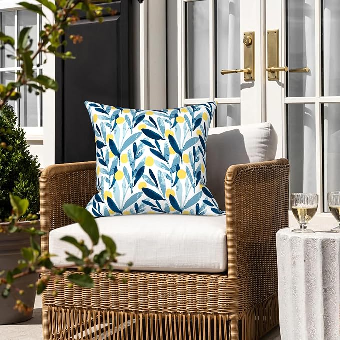 LVTXIII Outdoor Throw Pillows, Decorative Throw Pillows with Inserts, 20"x20" Square Pillows for Bed, Couch, Sofa and Patio Furniture, Set of 2, Leaves Multi
