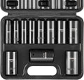 VEVOR 3/8" Drive Impact Socket Set, 11 Piece Deep Socket Set SAE 5/16"-1", 6 Point CR-V Alloy Steel for Auto Repair, Easy-to-Read Size Markings, Rugged Construction, Includes Storage Case
