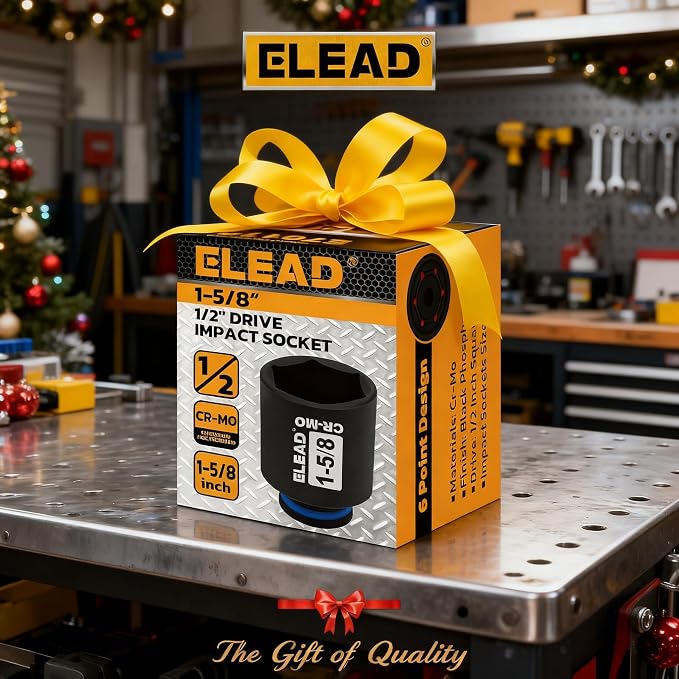 ELEAD 1/2" Drive Deep Impact Socket, 1-5/8 inch SAE 6 Point 1/2-inch Drive Impact Axle Nut Sockets, CR-MO Nut Socket Set, Oil Filter Sockets, Tools for Easy Removal of Axle Shaft Nuts