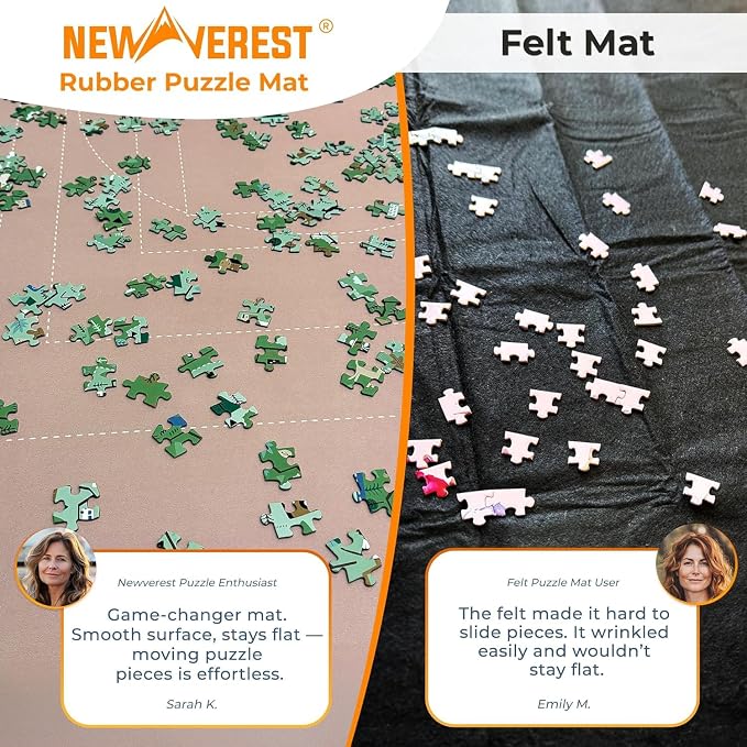 The Original Newverest Jigsaw Puzzle Mat Roll Up, Rose Gold, 39.4” x 23.6” Portable Keeper Up to 1000 Pieces with Non-Slip Rubber Bottom & Smooth Top + 3 Puzzle Sorting Trays & Travel Storage Bag