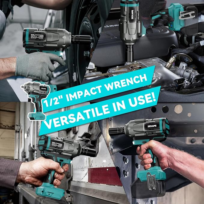 Cordless Impact Wrench 1/2 inch Compatible With Makita 18V Battery, Impact Wrench 1360N.m(950Ft-lbs) High Torque Brushless Electric Impact Gun, with 3-Mode Speed, LED Work Light(Tool Only)