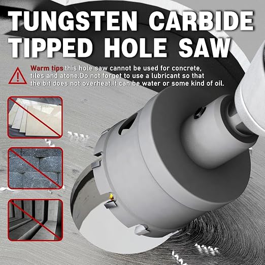 Metal Hole Saw 3''(76mm) 2Pcs Set Heavy Duty Tungsten Carbide Tipped Hole Cutters Set with a nitrided Step Drill and L-flench, for Steel Iron,Aluminum,Stainless stell