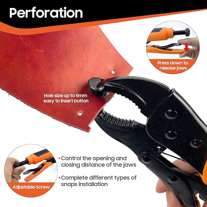 Heavy Duty Snap Fastener Tool kit, Punching Function, Snap Button Tool with Adjustable Setter, 15mm snap Tool with 100 Sets Boat Cover Snaps