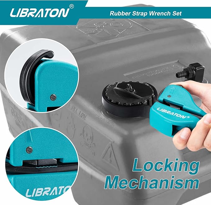LIBRATON Strap Wrench 2-piece Multifunctional Adjustable Wrench Tools Oil Filter, Jar Opener