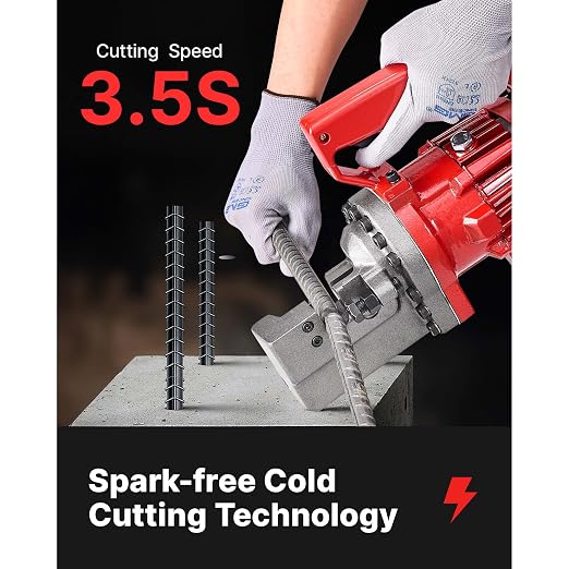 Happybuy Electric Hydraulic Rebar Cutter 1250W RC-20 110V - Portable, Cuts #6 4-20mm Rebar in 4 Seconds, with Stainless Steel Carry Case