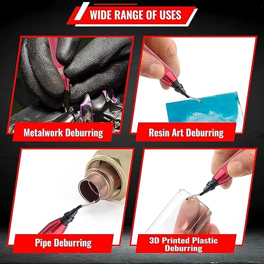 AFA Tooling - Deburring Tool with 30 Extra High Speed Steel Swivel Blades - Works on Metal, Resin, PVC Pipes, Copper, Plastic and 3D Printed Edges - Plumbing & 3D Printing Burr Removal Reamer Tool