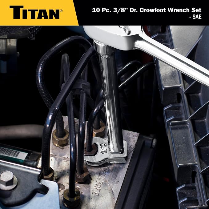 Titan 17294 10-Piece 3/8-Inch Drive SAE Crowsfoot Wrench Set