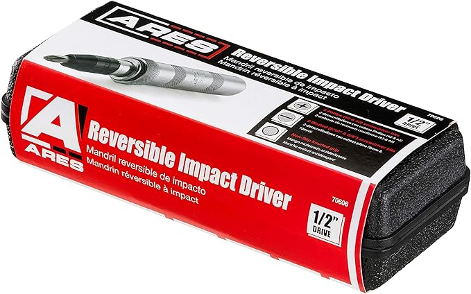 ARES 70606-1/2-Inch Manual Reversible Impact Driver - Flathead 5/16 & 3/8 and Phillips #2 & #3 Bits for Most Common Applications - Disengage Brake Caliper Screws, Rusted Fasteners or Frozen Bolts