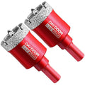 DAYDOOR 1-1/8" Diamond Hole Saw Bits with Pilot Drill Bit-2pcs 29mm Diamond Tile Hole Saw with Guiding Bit for Porcelain Tile Ceramic Pottery Granite Stone Glass Bottles(3/8" Triangle Shank)